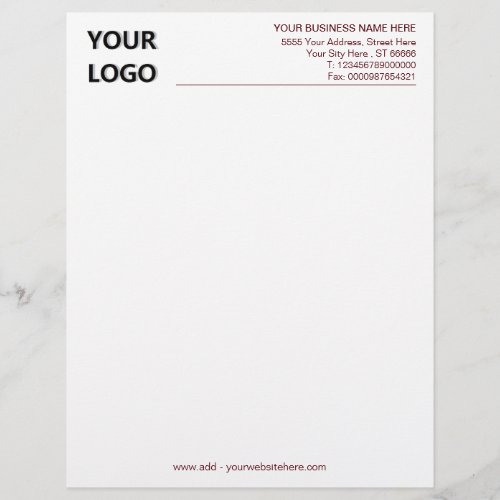 Custom Colors Business Office Letterhead with Logo
