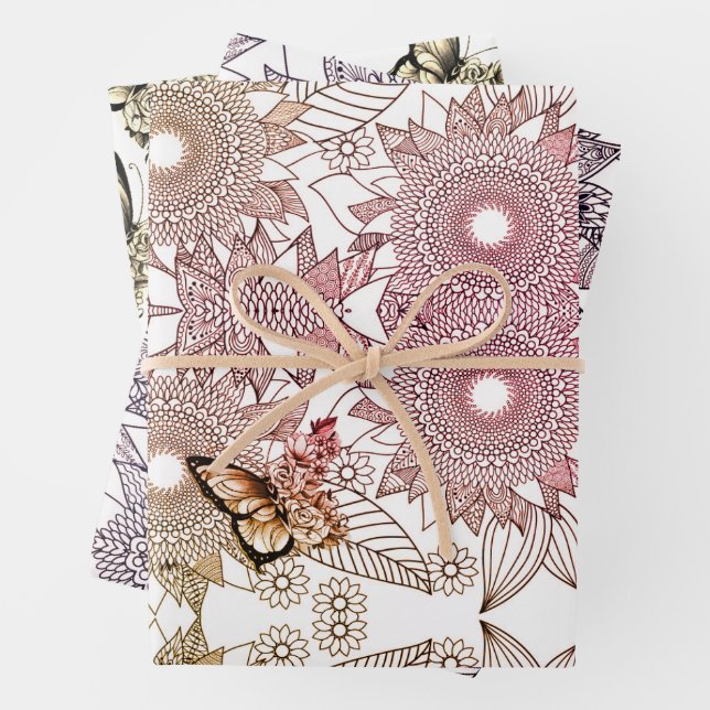 Custom Colors Butterfly Mandala  Wrapping Paper Sh (In situ)