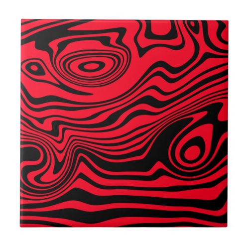 Custom Colors Ceramic Tile Black Red Wavy