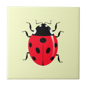 Custom Colors Ceramic Tile with Ladybug - Spring
