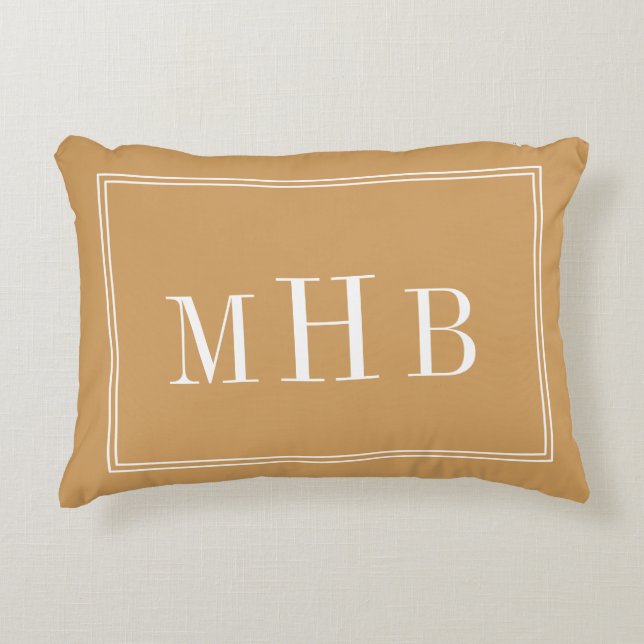 Custom Colors Classic Monogram Decorative Pillow (Front)
