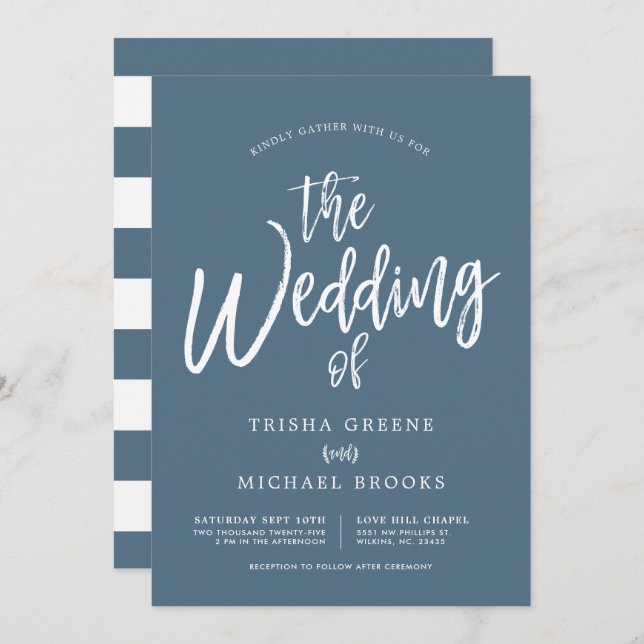 Custom Colors | Dancing Script Wedding Invitation (Front/Back)