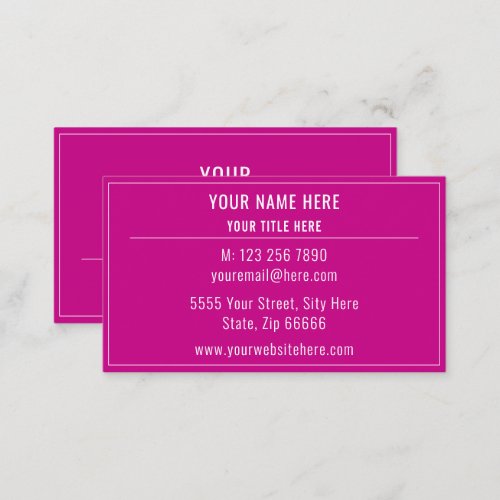 Custom Colors Elegant Your Business Card _ Pink
