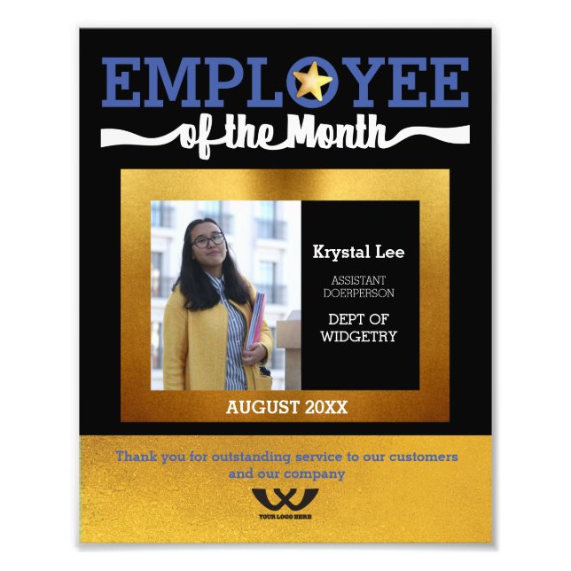 Custom colors employee of the month photo award (Front)