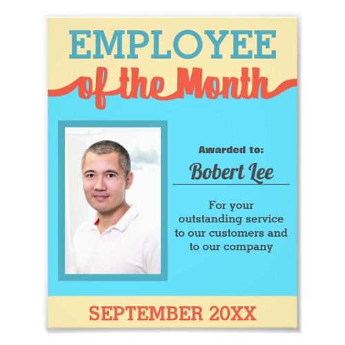 Custom colors employee of the month photo award