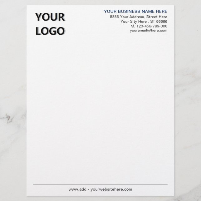 Custom Colors Font Letterhead Your Business Design (Front)