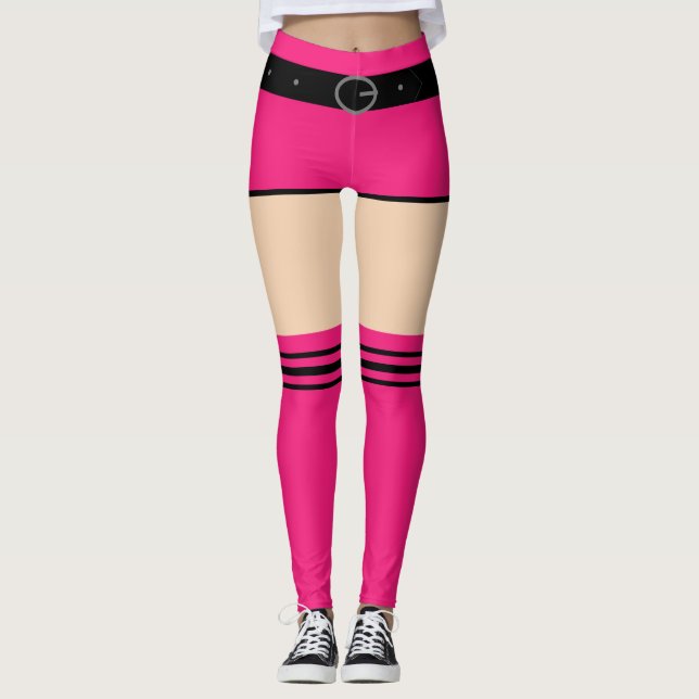 Custom Colors Fun Leggings - Pink Shorts & Socks (Front)