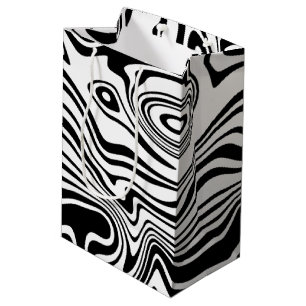 Custom Colors Gift Bag Abstract Waves Black White