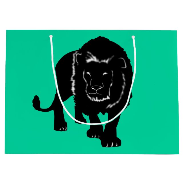 Custom Colors Gift Bag with Lion - Green (Front)