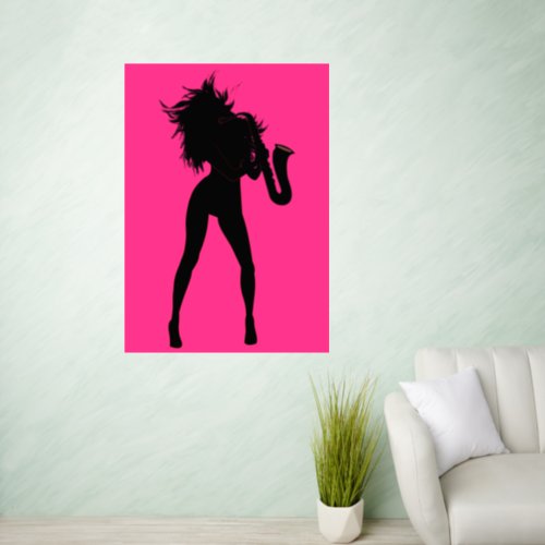 Custom Colors Girl with Saxophone Wall Decal
