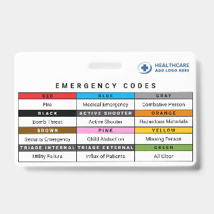 Custom Colors Healthcare Emergency Codes Reference Badge