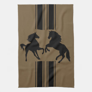 Custom Colors Kitchen Towel - Black Pair Horses
