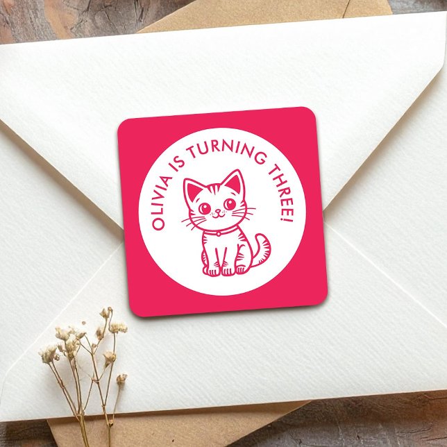 Custom colors kitten square sticker (Creator Uploaded)