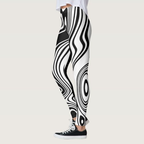 Custom Colors Leggings Warpped Wavy Black Lines