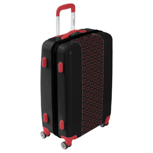 Custom Colors Luggage with Hearts _ Black and Red