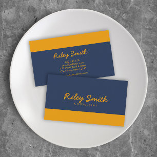 Custom Colors Minimalist Color Block Modern Script Business Card