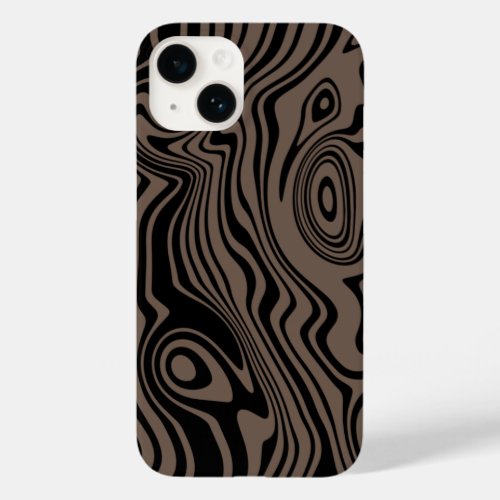 Custom Colors Modern Black and Brown Art Waves Case_Mate iPhone 14 Case