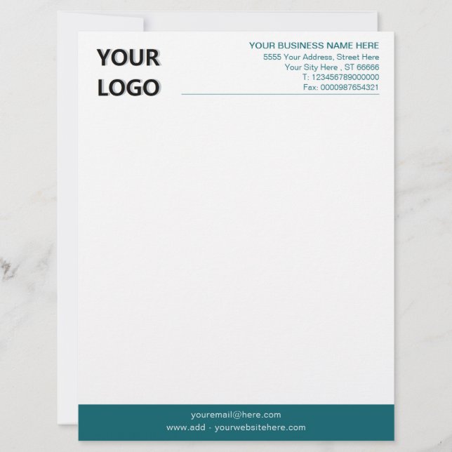 Custom Colors Modern Business Letterhead with Logo (Front)