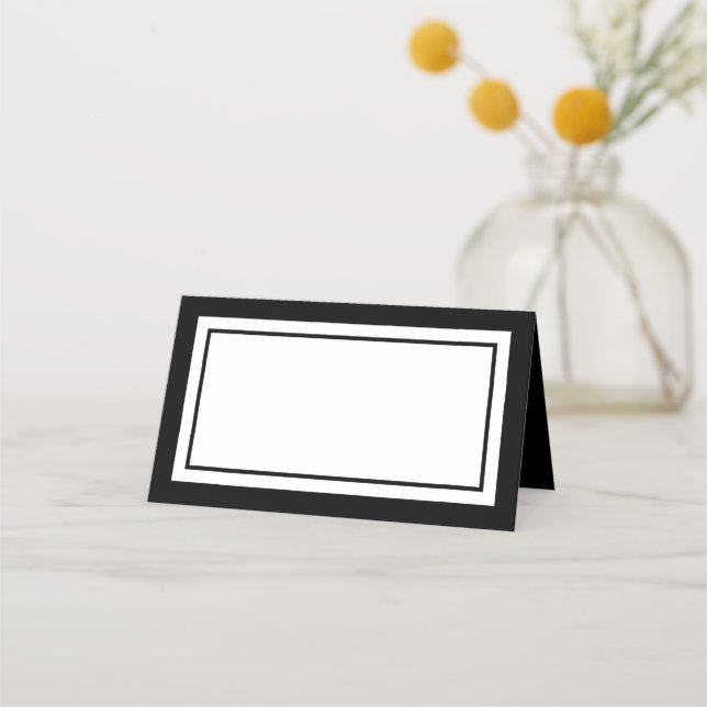 Custom Colors Modern Classic White Center Place Card (Front)