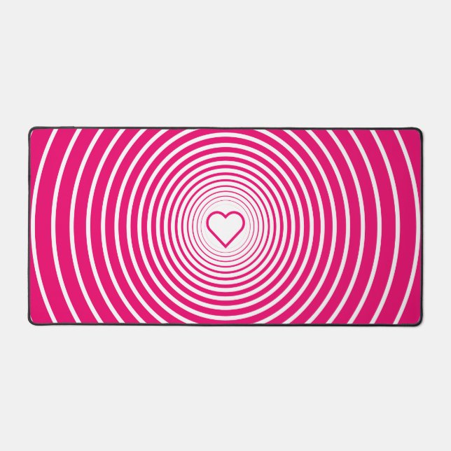 Custom Colors Modern Pink Design with Heart Desk Mat (Front)