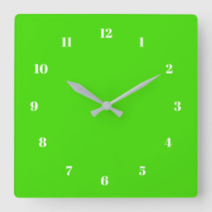 Custom Colors Numbers Font Neon Green Wall Clock
