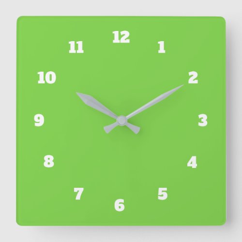 Custom Colors Numbers Font Personalized Greenery Square Wall Clock