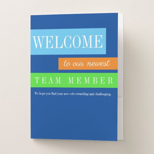 Custom colors onboarding new employee welcome pocket folder