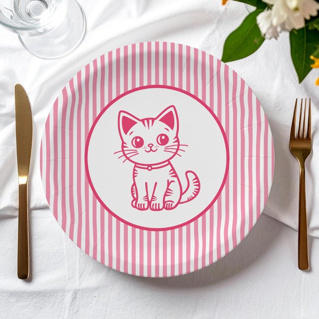 Custom colors pink kitten paper plates (Creator Uploaded)