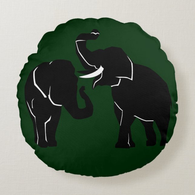 Custom Colors Round Pillow Elephants Couple (Front)