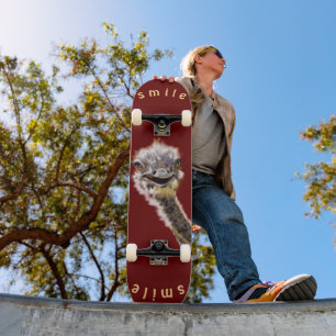 Custom Colors Skateboard - Happy Ostrich - Smile