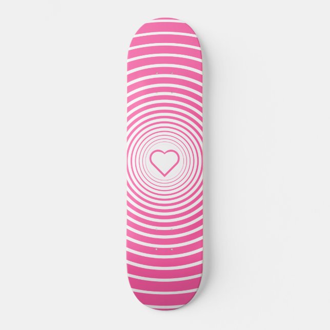 Custom Colors Skateboard - Heart Love - Pink (Front)