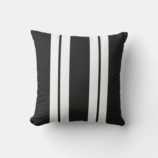 Custom Colors Stripe Black and White Outdoor Pillow (Front)