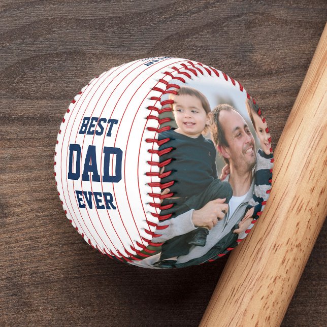 Custom Colors Stripes Best Dad Father's Day Photo Baseball (Creator Uploaded)