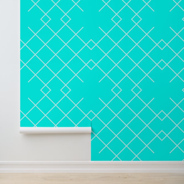Custom Colors Teal Striped Aqua Turquoise Wallpaper (Application)