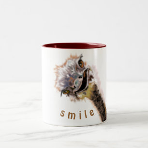 Custom Colors Text Mug - Happy Ostrich - Smile