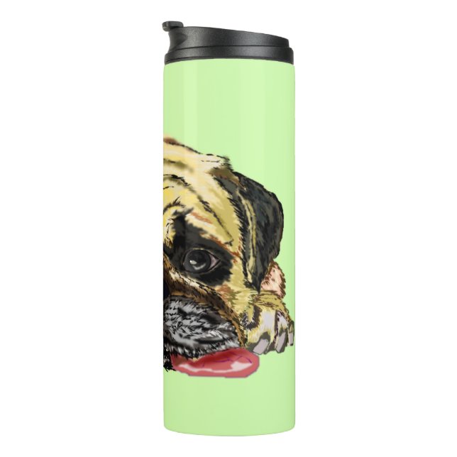 Custom Colors Thermal Tumbler with Funny Pug Dog (Rotated Right)