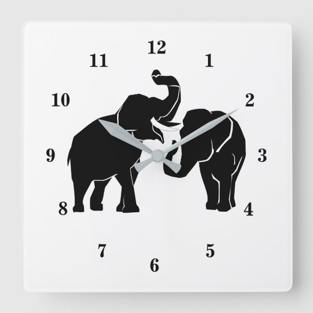 Custom Colors Wall Clock - Couple Elephants Family (Front)