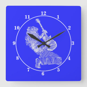 Custom Colors Wall Clock Rock N Roll Guitar Player