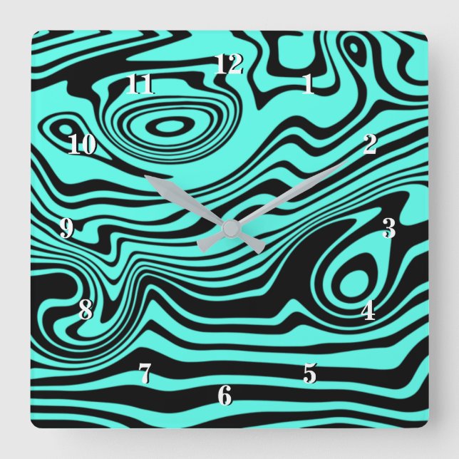 Custom Colors Wall Clock with Abstract Black Lines (Front)