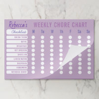 Custom Colors Weekly Chores Chart Checklist Purple