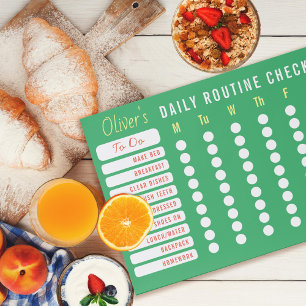 Custom Colors Weekly Chores Chart Green Paper Pad