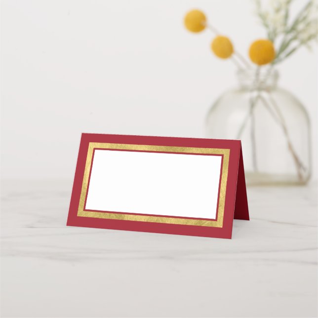 Custom Colors with Classic Gold Border Place Card (Front)