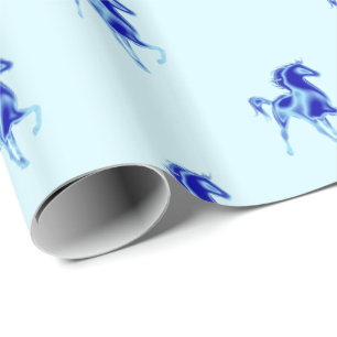 Custom Colors Wrapping Paper Blue Horse
