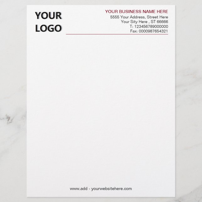 Custom Colors Your Business Letterhead with Logo (Front)