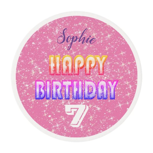 Custom Colour Personalized Happy Birthday Edible Frosting Rounds (Front)