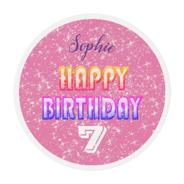 Custom Colour Personalized Happy Birthday Edible Frosting Rounds | Zazzle
