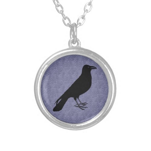 Custom Colour Raven Silver Plated Necklace