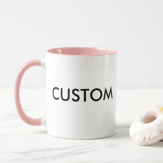 Custom Combo Mug Blank - PINK Lip & Handle (With Donut)