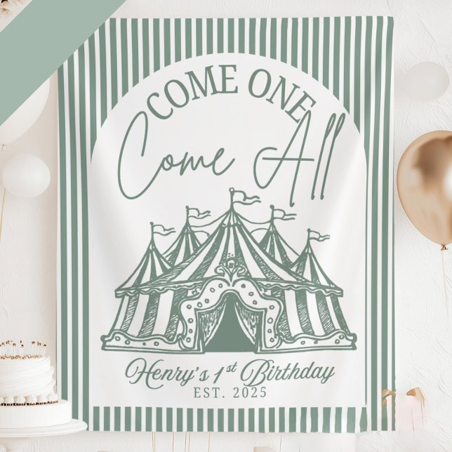 Custom Come ONE Come All Banner for Circus 1st Bir Tapestry (Creator Uploaded)