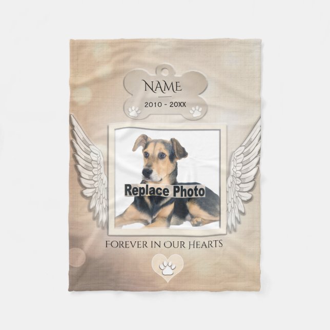 Custom Comforting Photo Memorial Pet Dog Blanket (Front)